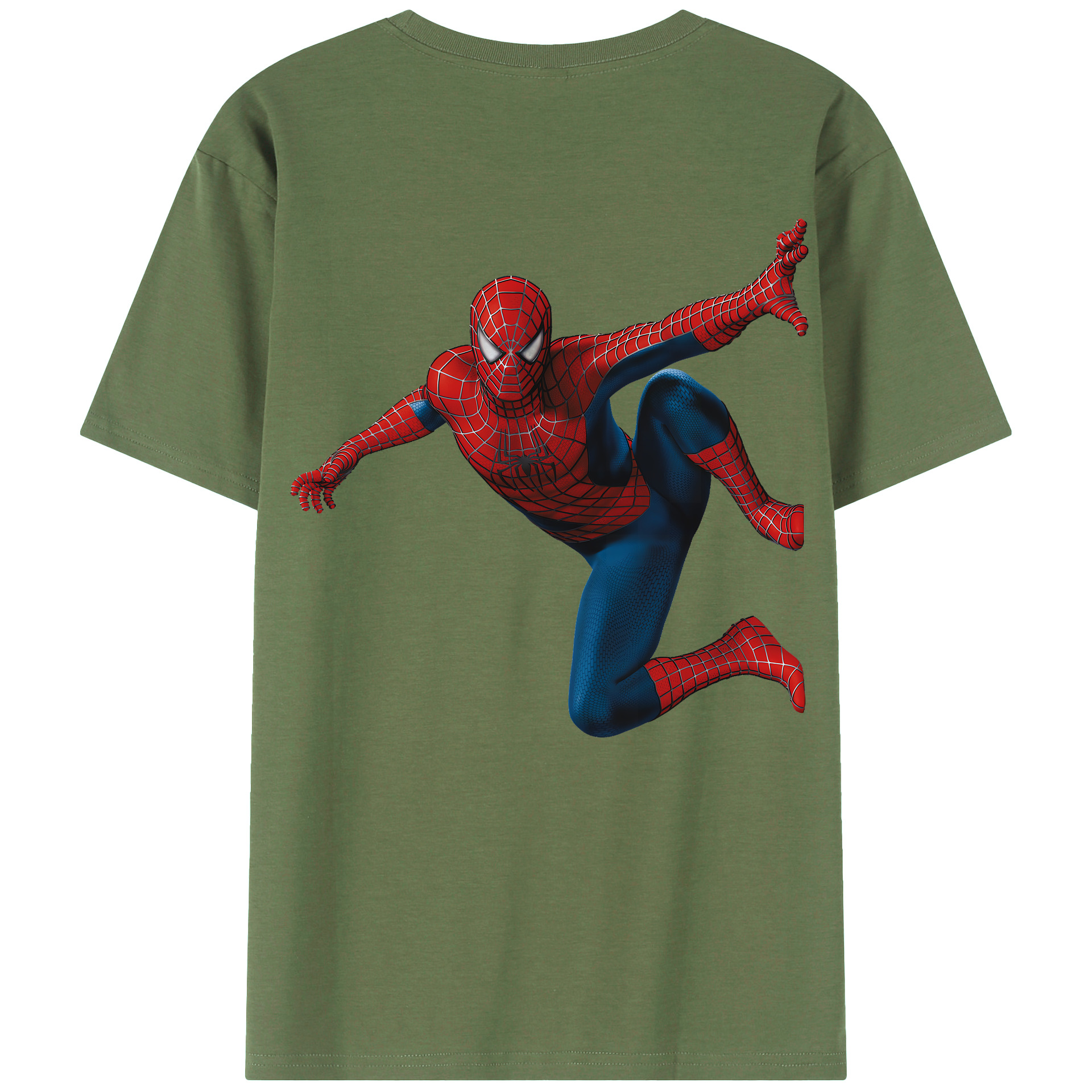（画像用） Spider Man スパイダーマン 綿100％ メンズ半袖Tシャツ（バックプリント） 通気性